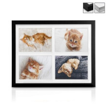 bomoe Mehrfach-Fotocollage-Rahmen zur Wandmontage – für 4 Fotos (4 x 10 x 15 cm) – Maße: 37,5 x 30 x 2,5 cm – Schwarz – Wanddekoration