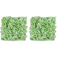 Shower Flowers, 2-in-1 Luffa and Fine Mesh Bath Sponge, Exfoliating Square Body Gloves, with Drawstring, 2pcs