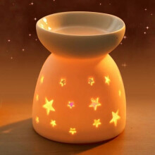 Duftlampe für die Nacht, Keramik-Duftkerzenbrenner für ätherische Öle, Aromatherapie-Wärmer (Stern)-CER
