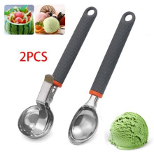 Ice Cream Scoop - Unspecified - With Trigger - Stainless Steel - Silicone - Gray