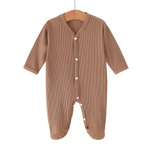 Infant Footed Bodysuit Comfortable Blend Foot Cover Snaps-brown