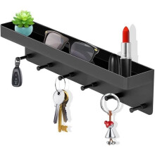 Metal Wall-Mounted Key Holder, Wall-Mounted Key Organizer, for Living Room, Bathroom and Kitchen - with 6 Hooks