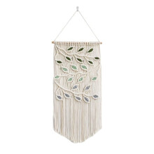 Macramé bladeren wanddecoratie, groene bladeren macramé wanddecoratie, boho wanddecoratie, wandtapijt van garen, gemaakt in