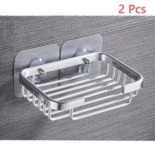 Shower soap dish - Aluminum - Silver - Self-adhesive - 2 pieces - Moisture resistant