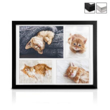 bomoe Mehrfach-Fotocollage-Rahmen zur Wandmontage – für 4 Fotos (1 x 15 x 21 cm) und (3 x 10 x 15 cm) – Maße: 37,5 x 30 x 2,5 cm – Schwarz