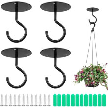 Ceiling Hook Screw Mount Top Wall Hook for Hanging Lights, Garden Plant Baskets, Planters (4pcs)