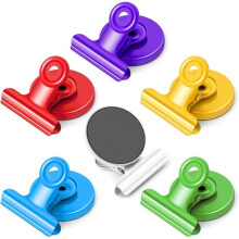 Set of 6 colorful, sturdy, and versatile magnetic clips for whiteboards, refrigerators, classrooms, or photos