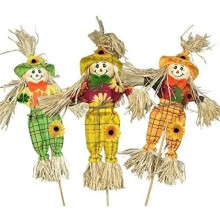 Feestdecoratie - Halloween vogelverschrikker - 40 cm - Organische stoffen en rietjes - Hangend