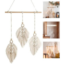 Wall decoration - Woven Macrame Wall Hanging - Handmade Home Decor - 40x95 cm - Beige