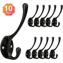 Wall hook - Retro - 10 pieces - Metal - Black - Sturdy