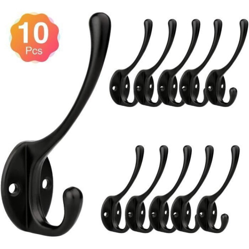 Wall hook - Retro - 10 pieces - Metal - Black - Sturdy