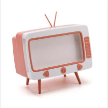 Taschentuchbox – Retro – Fernseher – Rosa – Integrierte Handyhalterung – Maße: 11 x 19 x 16,4 cm
