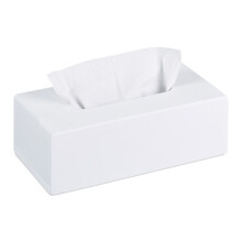Relaxdays Taschentuchbox, Spender für Bad/Küche, Bambusholz, H x B x T: 7,5 x 24 x 12 cm, Weiß