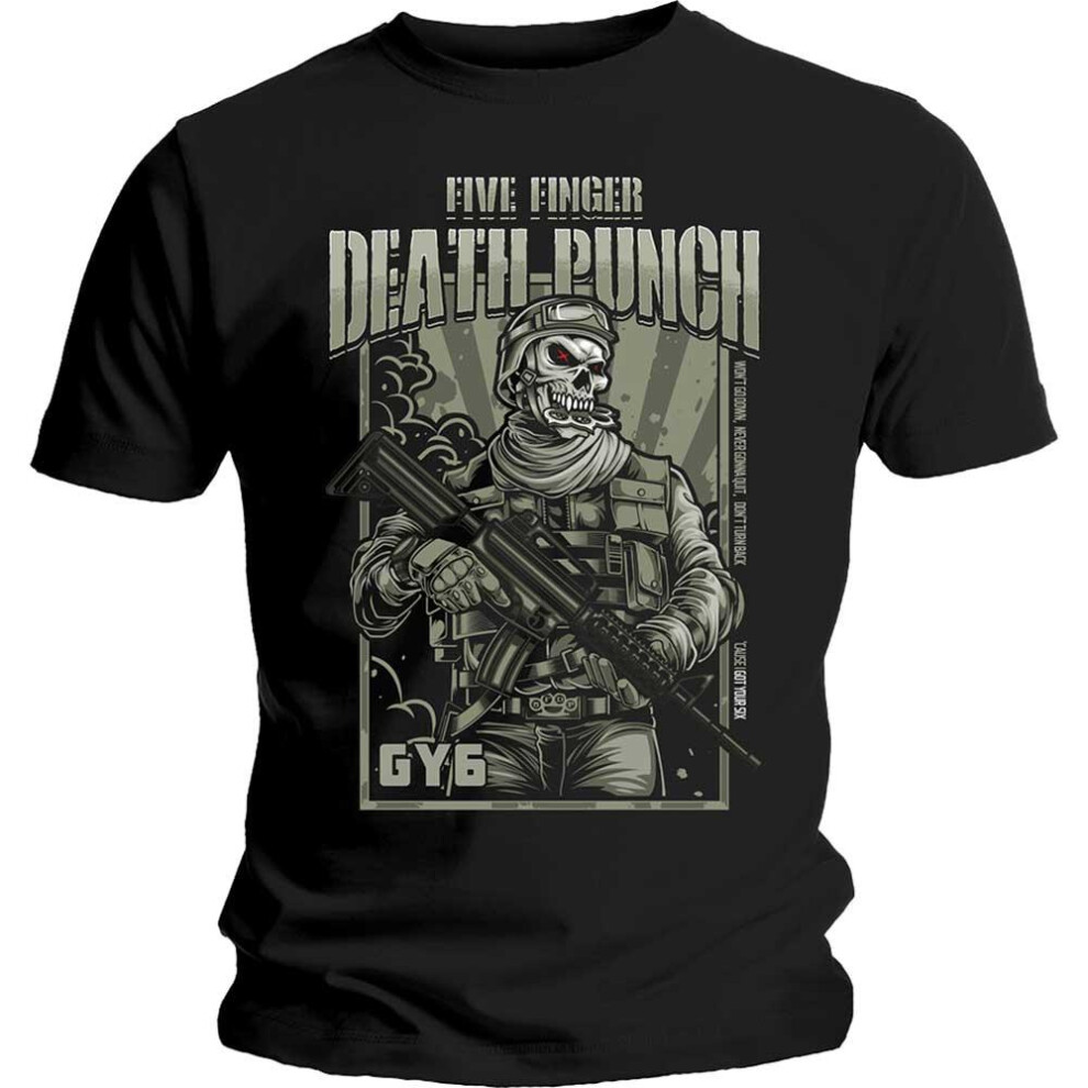 Five Finger Death Punch (L, ) Unisex Adult War Soldier T-Shirt Black