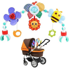 Arche d'activités articulée pour tout-petits, arche d'activités pour poussette avec moulin à vent, hochet, jouets ajustables, berceau 0-12