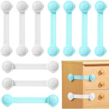 Verrous de sécurité pour armoires bébé, lot de 10 verrous de tiroir, blanc et bleu