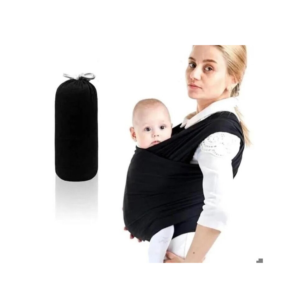 Multifunctional Baby Carrier Sling For Newborns And Babies, Elastic Cotton, Knot-Free, Up To 15Kg - Black Aihontai