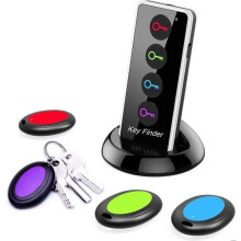 Key finder, 80 dB Wireless RF with a working range of 39.6 m, remote control with LED flashlight, base stand
