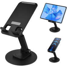 Support pliable pour téléphone portable, support de table réglable avec base pivotante à 360, pour bureau, tablette (7-10 pouces)