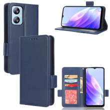 Étui pour téléphone Blackview A52 Pro en cuir PU, protection intégrale, bleu marine.