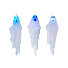Halloween Hangende Spookjes 70 cm 3 Gezichtsuitdrukkingen Schattige Vliegende Spook Windzak voor Voortuin Terras Gazon