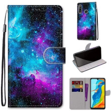 Étui pour Huawei P30 Lite, élégant étui portefeuille magnétique en cuir PU avec support, porte-cartes et dragonne, pour Huawei