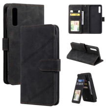 Étui portefeuille pour Samsung Galaxy A50, coque de protection en cuir premium, peut contenir 8 cartes et des billets, noir