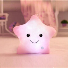 LED-verlicht kussen, witte sterren, pluche kussen, kinderspeelgoed, cadeau voor meisjes, verjaardag, kerst, feest, roze