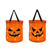 Qiilu LED-Halloween-Süßigkeitentüten, große Tragkraft von 10 kg, Stoffmaterial