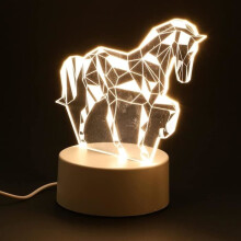 Nachtlampje met dierenmotief, 3D-paardillusie, USB-voeding, LED-verlichting, decoratie voor slaapkamer, woonkamer, kantoor of bureau.