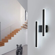 DELIPOP 32W 3600LM 6500K LED-wandlamp – Moderne zwarte verlichting voor slaapkamer, woonkamer, trappenhuis en hal.