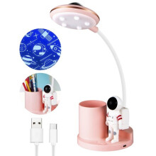 Lampe de bureau LED 5W pour enfants, lampe de bureau sans fil rechargeable avec luminosité réglable (rose)