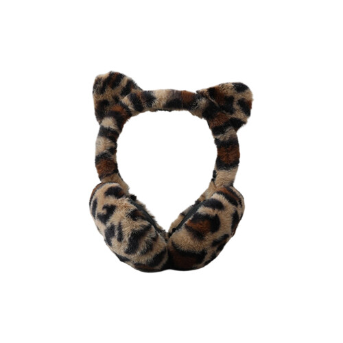 Lightweight Elastic Ear Warmers With Leopard Theme-khaki