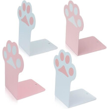 Decorative Bookends - Set of 4 - White and Pink - 20 x 14 cm - Iron