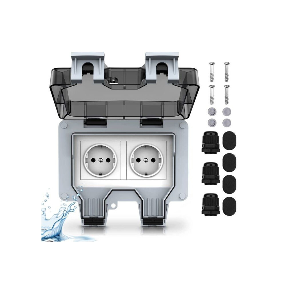 External Power Outlet, Electrical, Waterproof, Wall Socket With Double Switch, Ip66 Protection Class 9149891837072