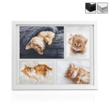 bomoe Mehrfach-Fotocollage-Rahmen – für 4 Fotos (1 x 15 x 21 cm) und (3 x 10 x 15 cm) – Maße: 37,5 x 30 x 2,5 cm – Weiß