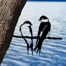 Metalen wanddecoratie, metalen vogelsilhouet, wandversiering, vogelkunst wanddecoratie voor binnen en buiten, voor huis en tuin.