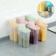 Set van 6 transparante plastic bewaardozen voor granen, 2,5 liter - willekeurige kleur