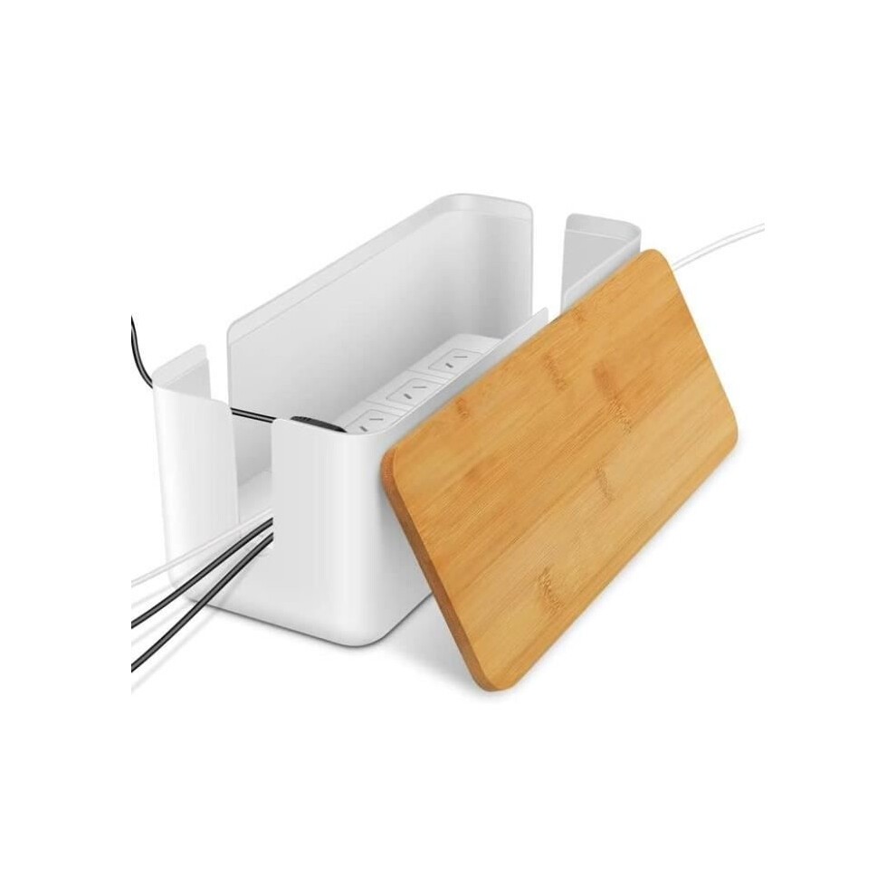 Cable Management Box, Cord Storage Box With Bamboo Lid, Wire Cable Organizer Box 9149891820968