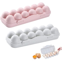 Plastic eierdoos - Koelkast - Verpakking van 2 - 12 eieren - Voedselveilig PP - Roze en grijs