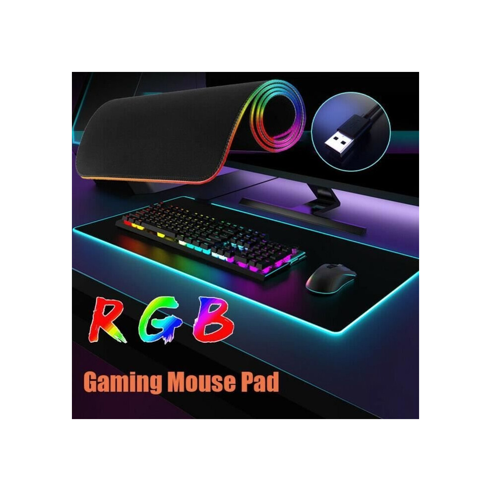 Illuminated Gaming Mouse Pad, Rgb Led Backlit Gaming Mouse Pad With Usb Cable, 800 X 300 X 4 Mm 9149891851047