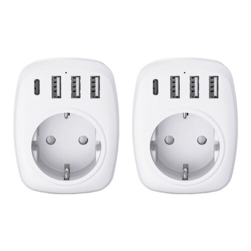 Συσκευασία με 2 προσαρμογείς ΕΕ/ΗΒ + 4 θύρες USB - Voltman