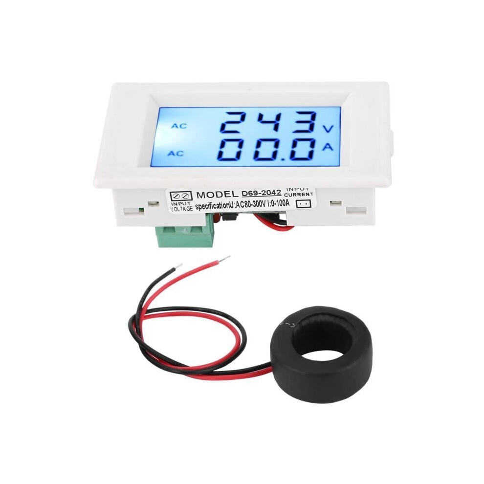 Happy Moment - Current Meter D69-2042 Dual Display Voltmeter Ammeter Ac80-300V 0-50A 0-100A With Diy Test White 9149891837850