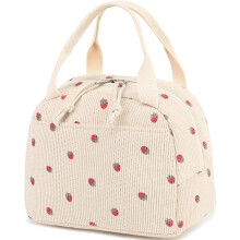 Wiederverwendbare, isolierte Lunchtasche für Damen und Herren, ideal für Arbeit, Picknicks und Schule, Erdbeer-Cord