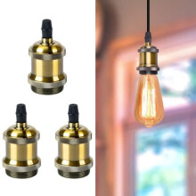 TOKIUS 3 Stück E27 Vintage Edison Lampenfassungen, LED-Lampenadapter für DIY-Kronleuchter und Pendelleuchten – Messing