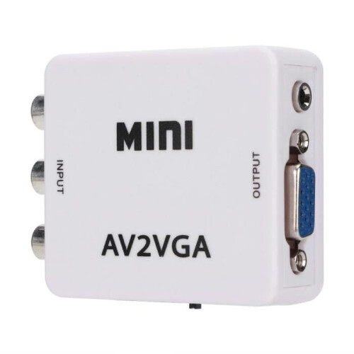 VINGVO 480P Mini Composiet AV naar VGA Video Converter TV Adapter Decoder Audio Video Converter (Wit)