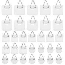 Adhesive picture frame clips - AIMOONSA - Pack of 30 (10 round, 10 small square, 10 large) - No drilling required - White - Supports