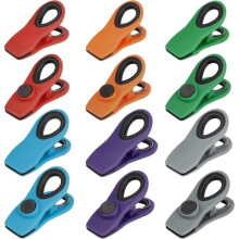 Magnetic Clips, Food Clips, 12-Piece Multicolored Bag Clips, Magnetic Closure Clips for Home, Office, School
