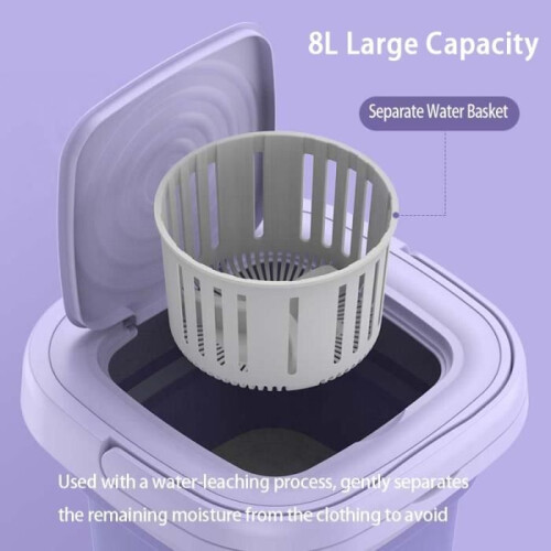 Mini Portable Washing Machine, Small Foldable Washing Machine with Drain Basket, Convenient 8L Washer 2