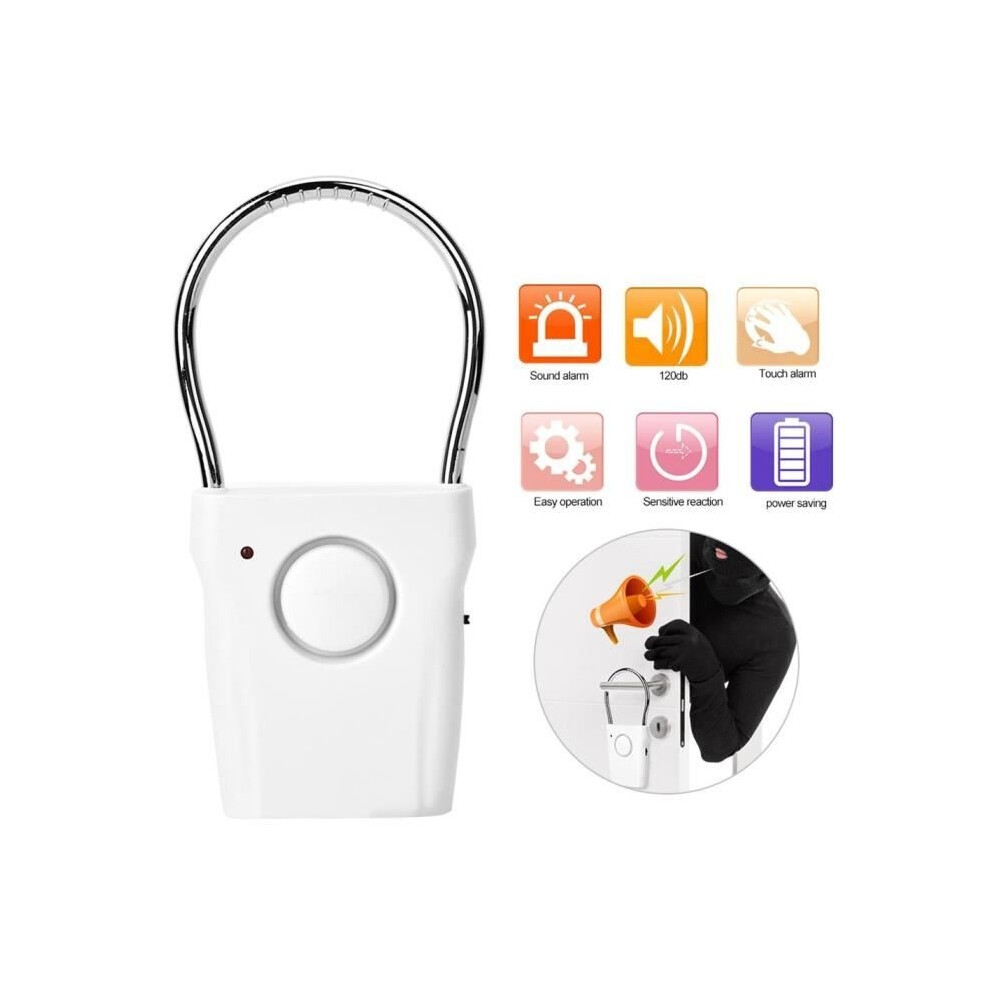 Qiilu 120Db Door Alarm, Touch Sensor Door Handle Alarm, Anti-Theft Vibrating Home Security Alarm 9149891839571